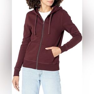 NWT Womens French Terry Zip Hoodie, Burgundy